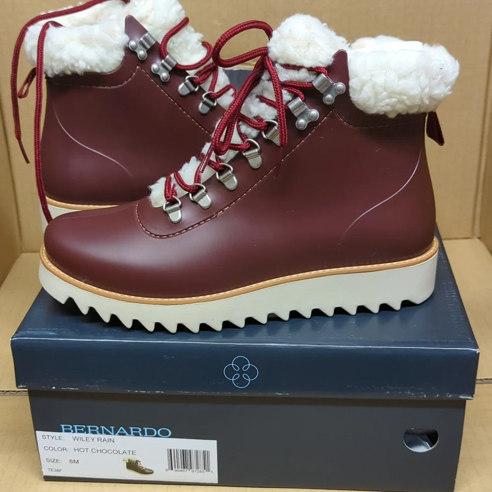 Anthropologie Bernardo Wiley rain Hit Chocolate Rain/winter  Boots, Size 8 - Picture 4 of 10